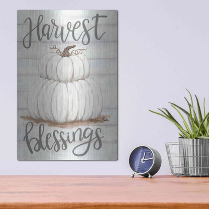 Luxe Metal Art 'Harvest Blessings' by Sara Baker, Metal Wall Art,12x16