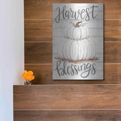 Luxe Metal Art 'Harvest Blessings' by Sara Baker, Metal Wall Art,12x16