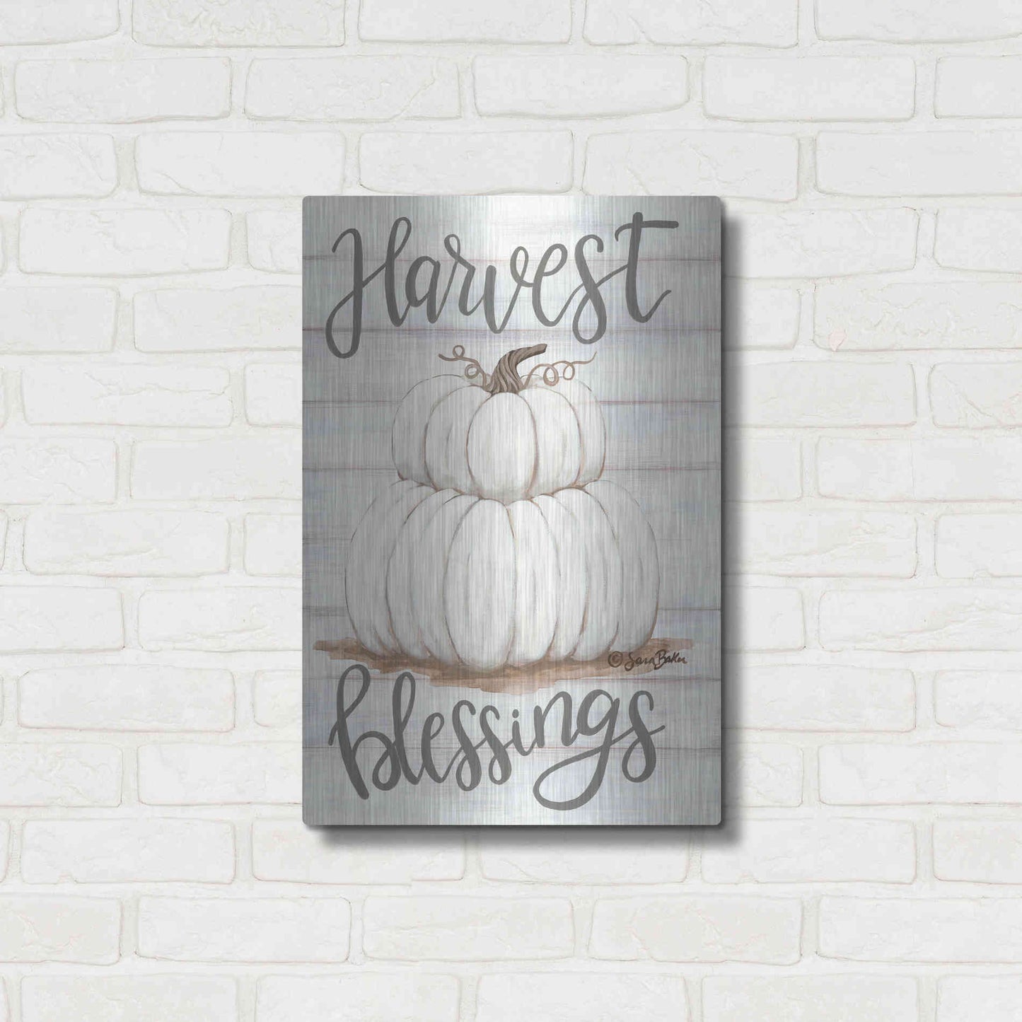 Luxe Metal Art 'Harvest Blessings' by Sara Baker, Metal Wall Art,16x24