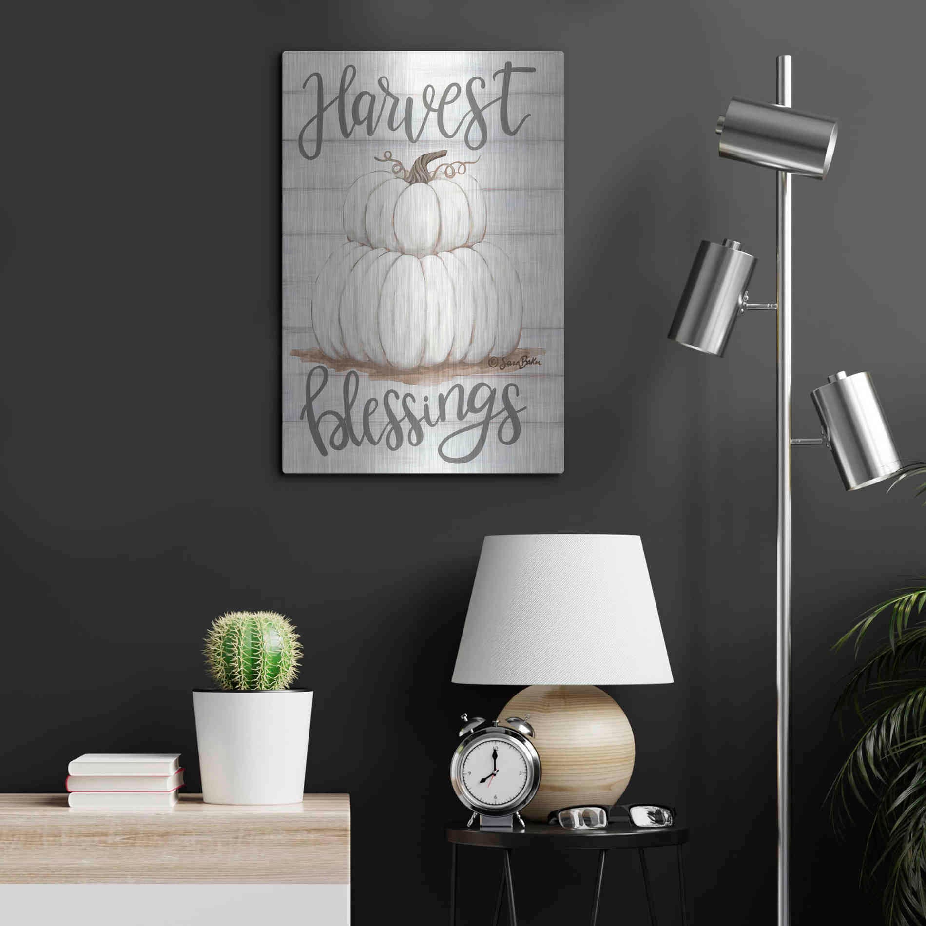 Luxe Metal Art 'Harvest Blessings' by Sara Baker, Metal Wall Art,16x24
