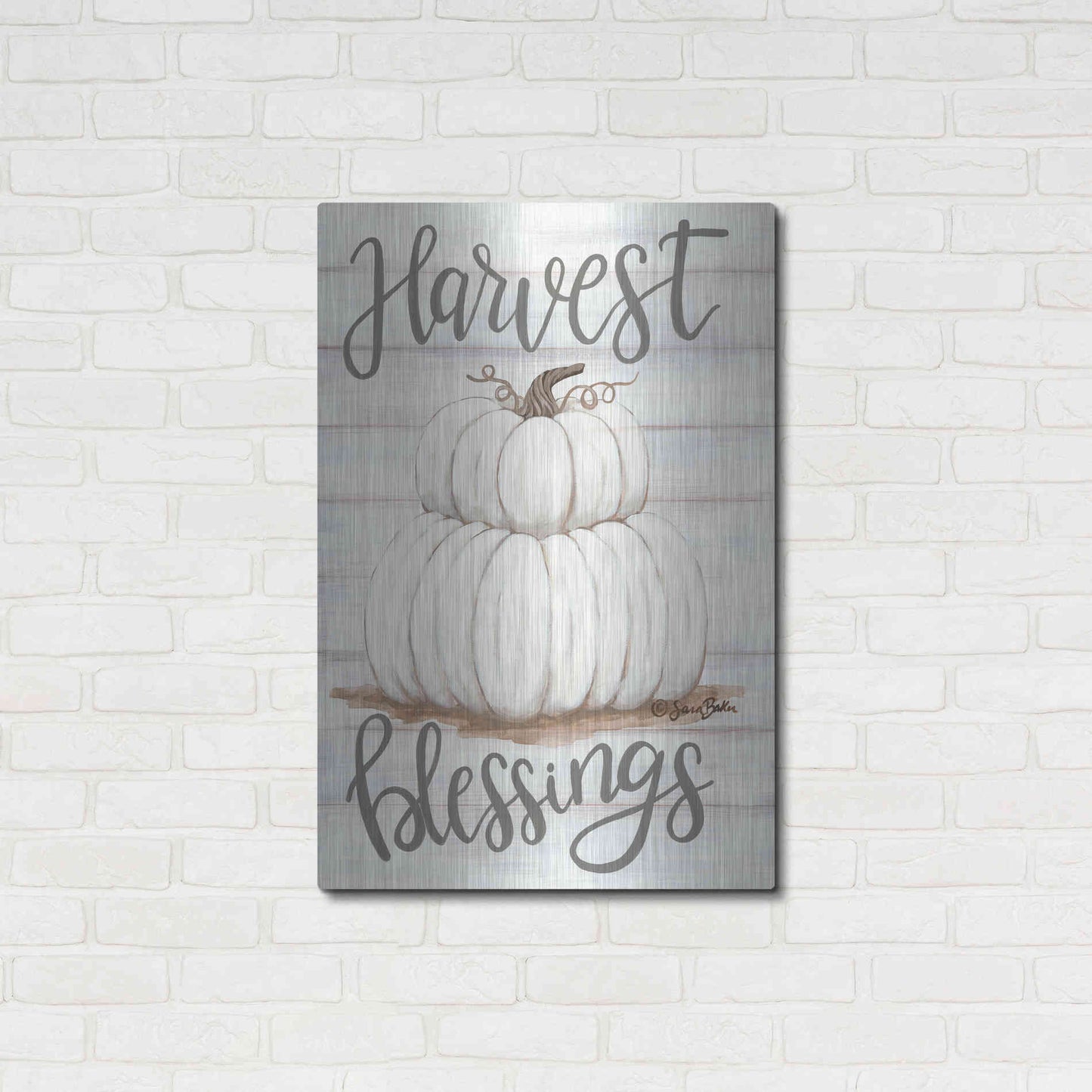Luxe Metal Art 'Harvest Blessings' by Sara Baker, Metal Wall Art,24x36