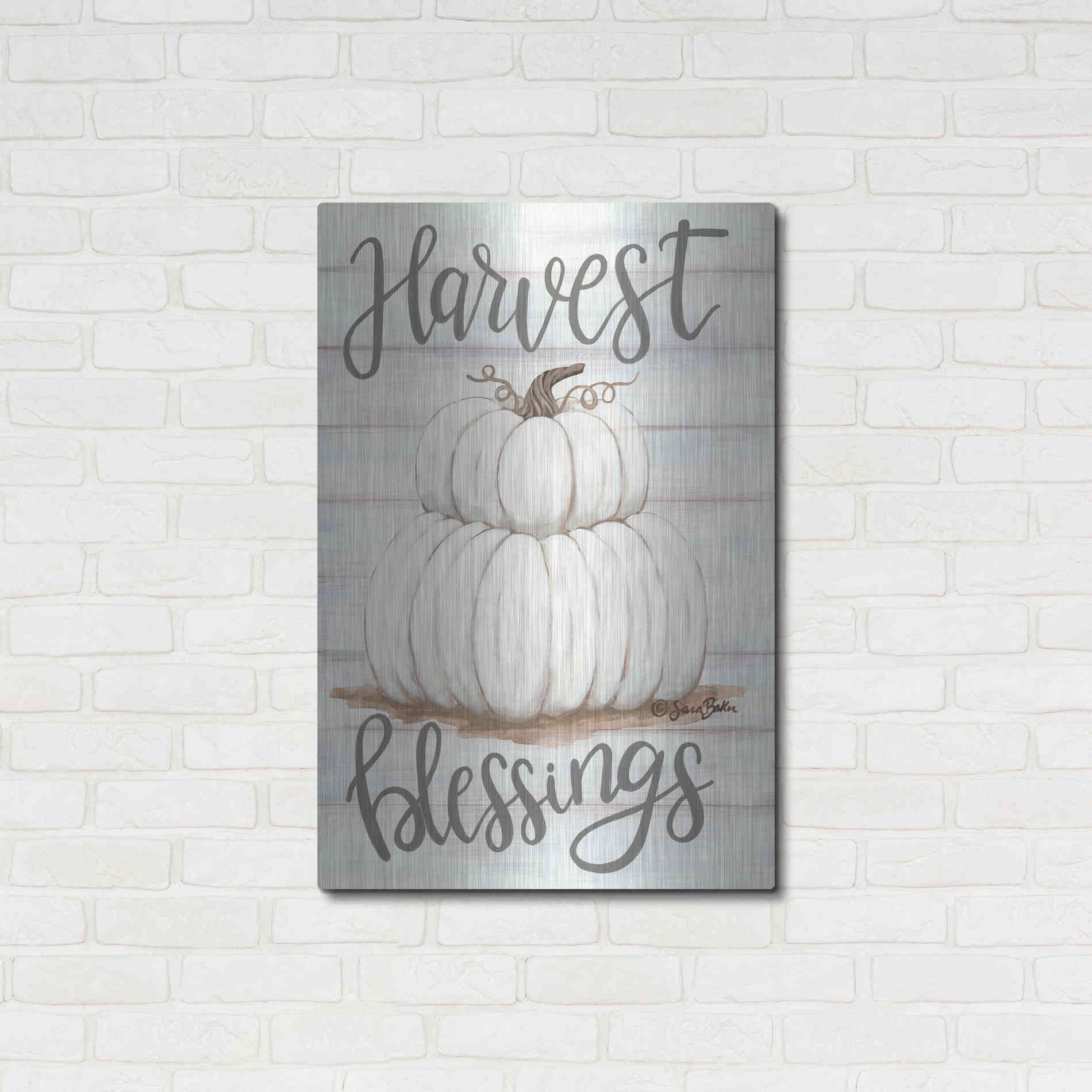 Luxe Metal Art 'Harvest Blessings' by Sara Baker, Metal Wall Art,24x36