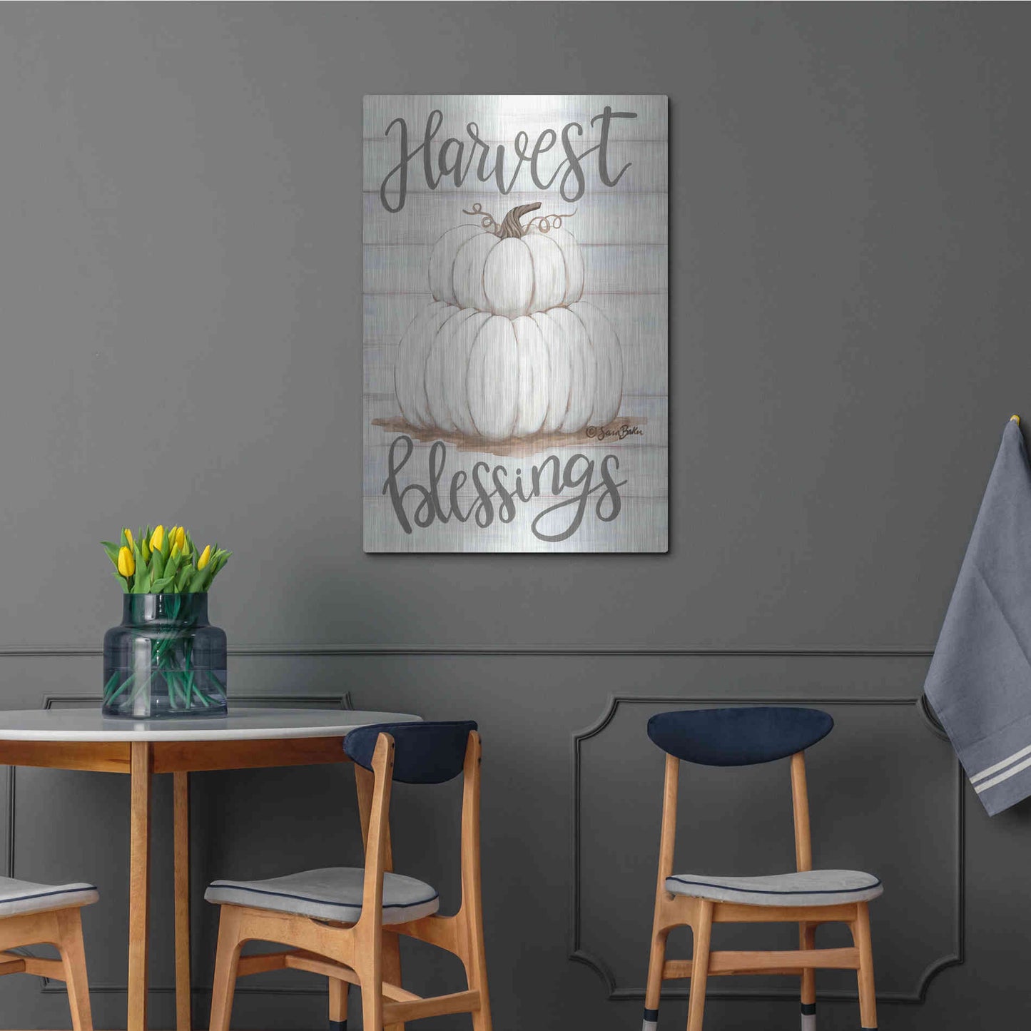 Luxe Metal Art 'Harvest Blessings' by Sara Baker, Metal Wall Art,24x36