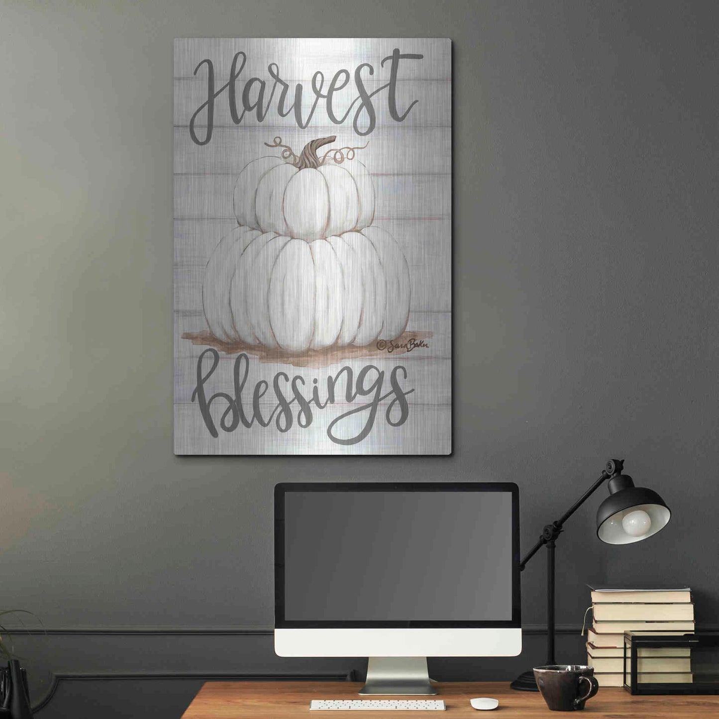 Luxe Metal Art 'Harvest Blessings' by Sara Baker, Metal Wall Art,24x36
