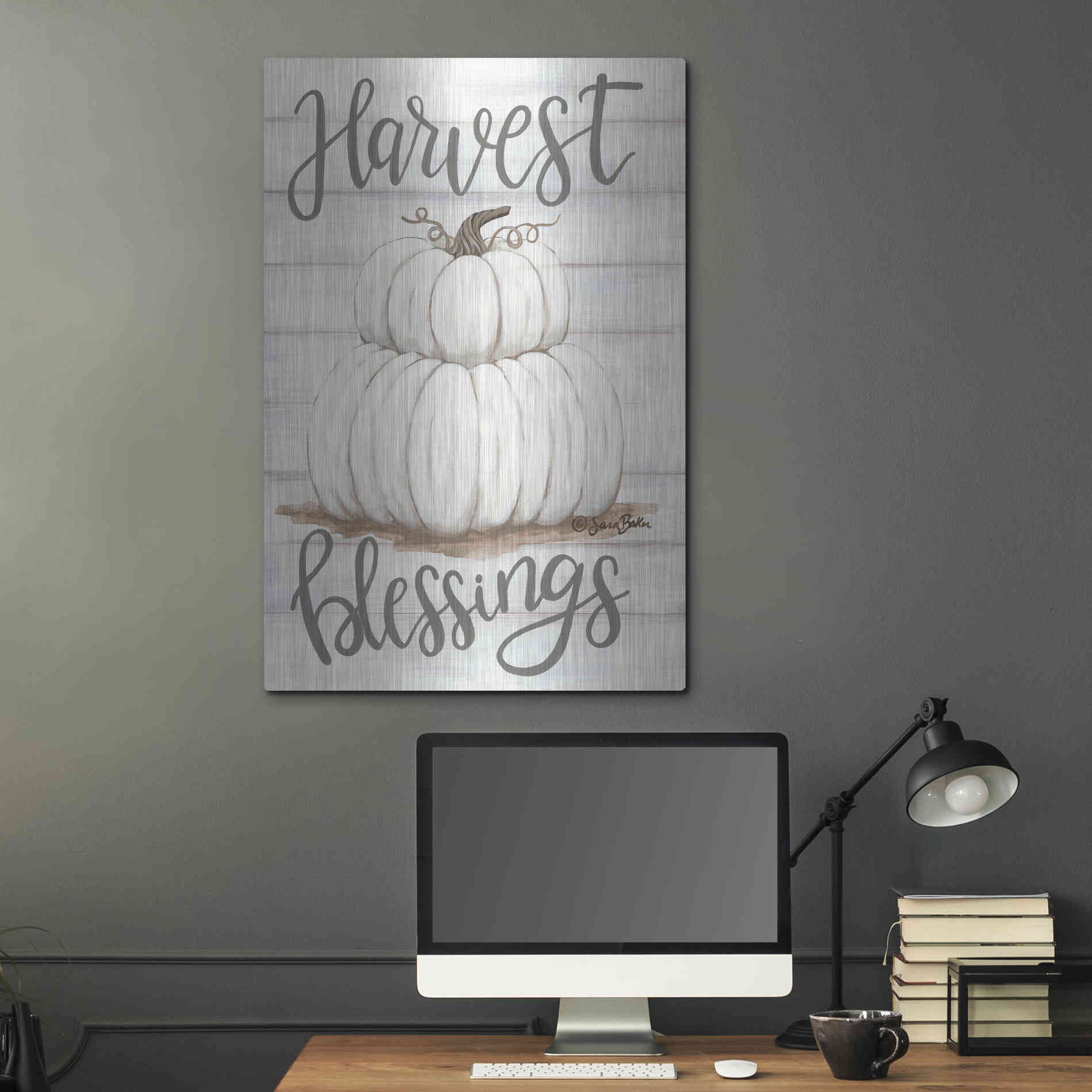 Luxe Metal Art 'Harvest Blessings' by Sara Baker, Metal Wall Art,24x36