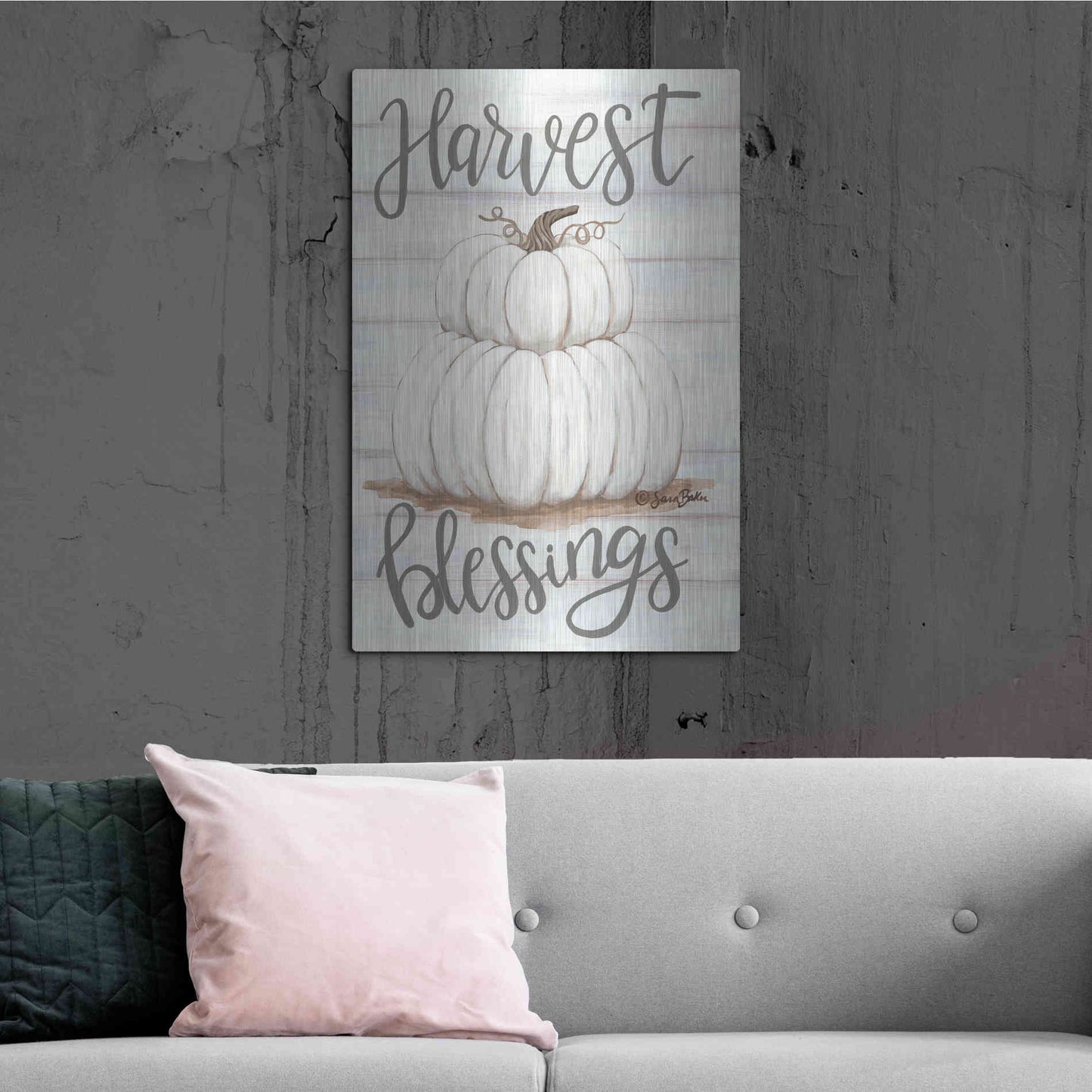 Luxe Metal Art 'Harvest Blessings' by Sara Baker, Metal Wall Art,24x36
