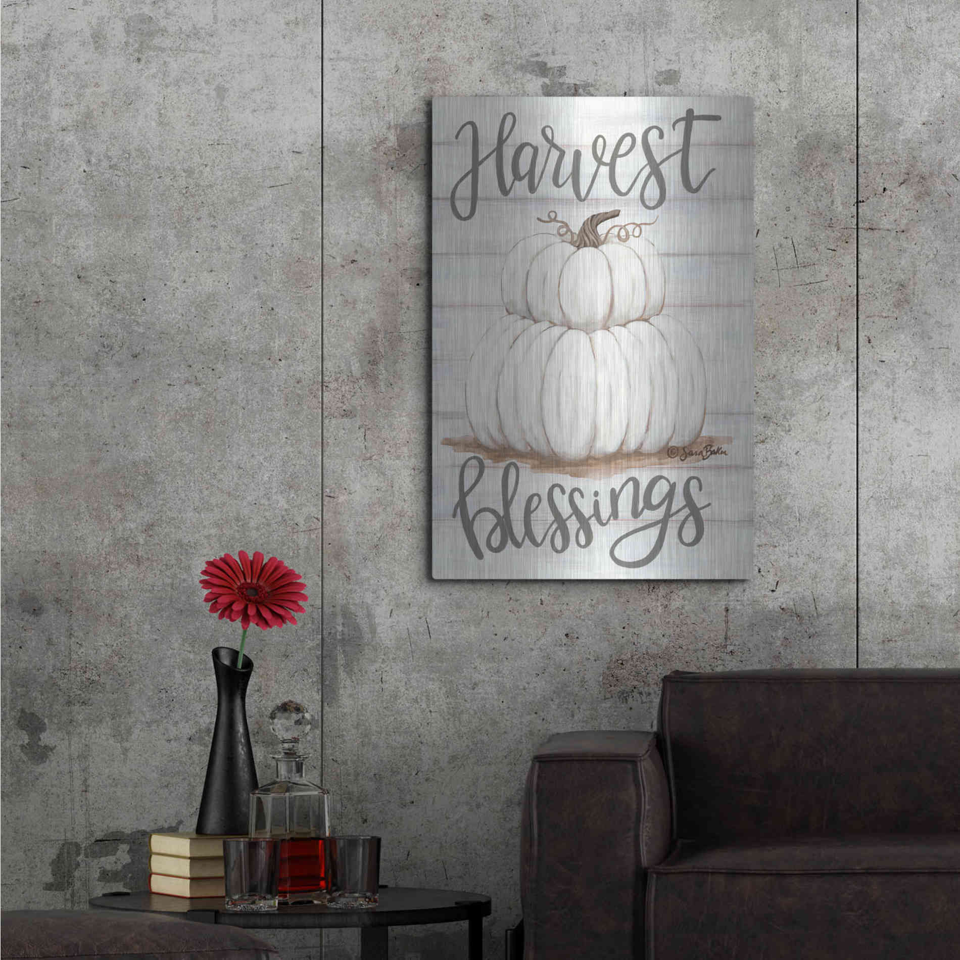 Luxe Metal Art 'Harvest Blessings' by Sara Baker, Metal Wall Art,24x36