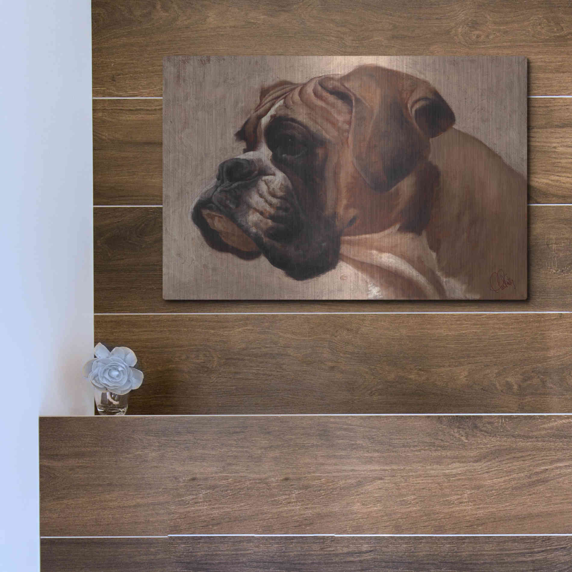 Luxe Metal Art 'Boxer' by Thomas Fluharty, Metal Wall Art,16x12