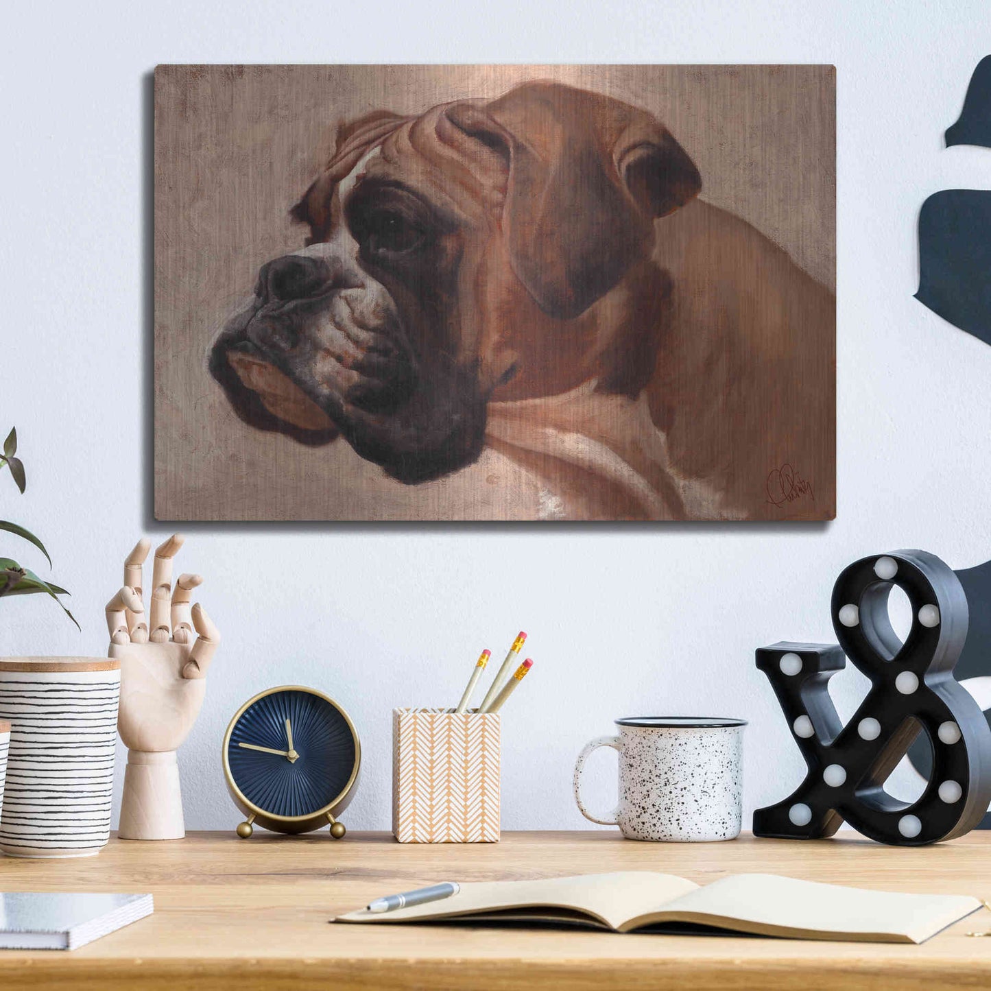 Luxe Metal Art 'Boxer' by Thomas Fluharty, Metal Wall Art,16x12