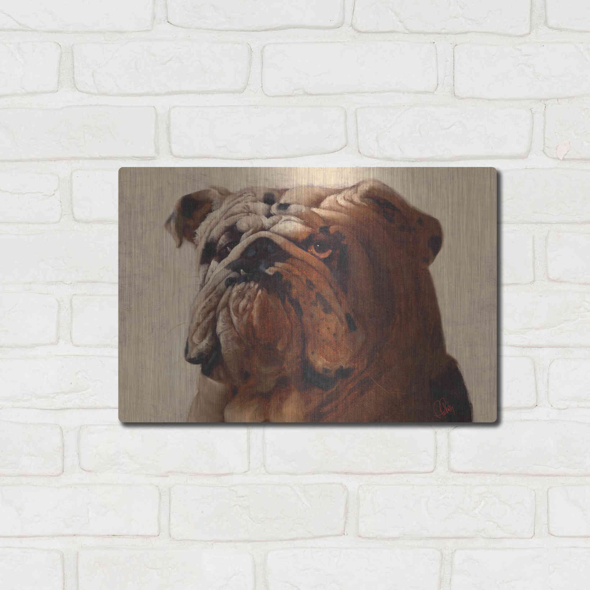 Luxe Metal Art 'Bulldog' by Thomas Fluharty, Metal Wall Art,16x12