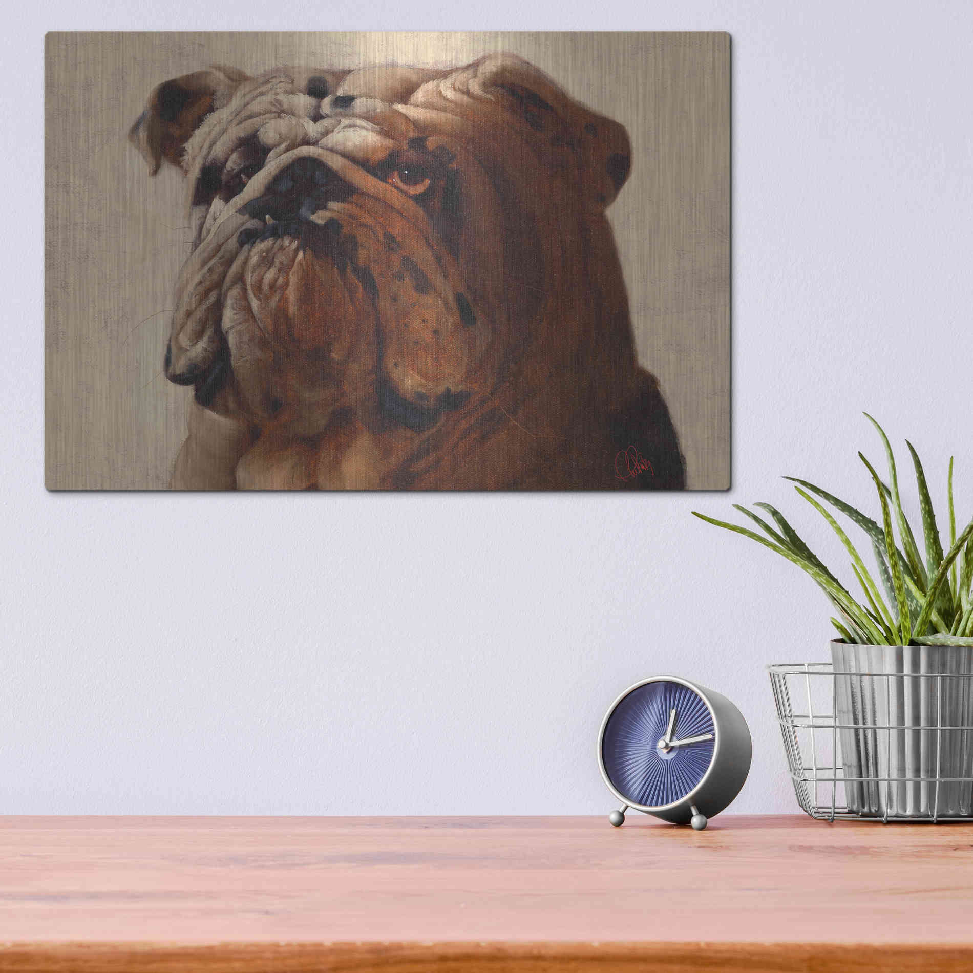 Luxe Metal Art 'Bulldog' by Thomas Fluharty, Metal Wall Art,16x12