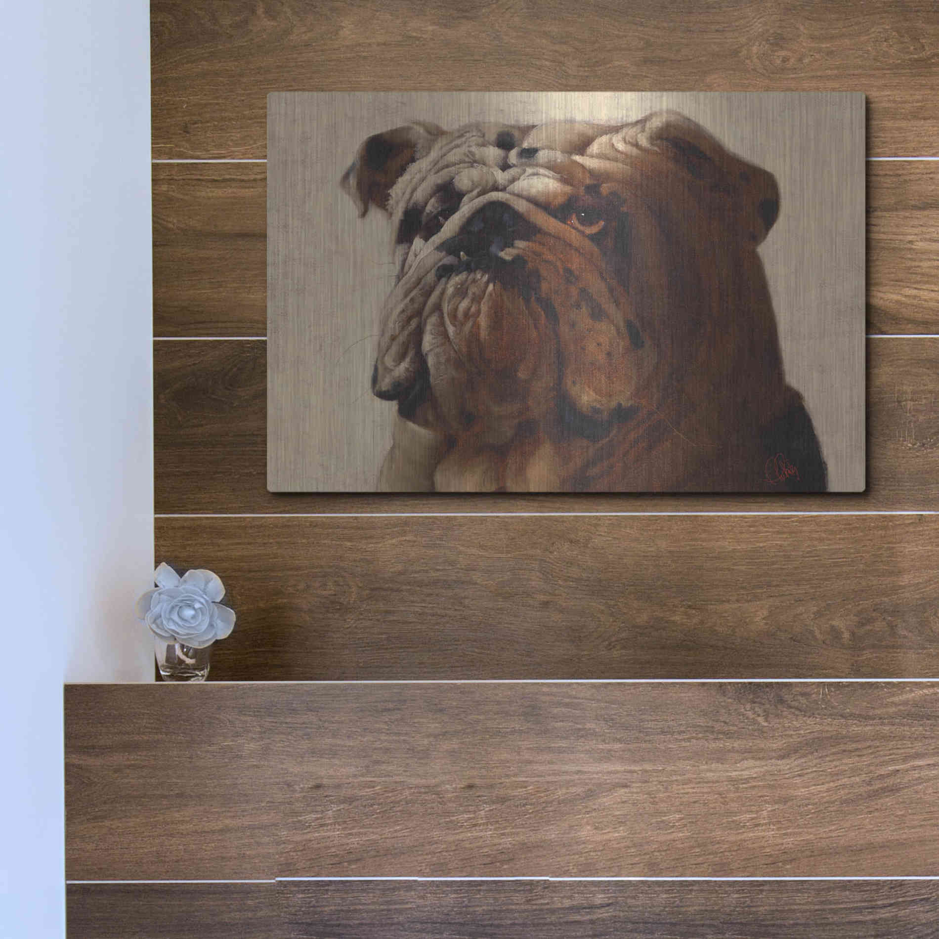 Luxe Metal Art 'Bulldog' by Thomas Fluharty, Metal Wall Art,16x12