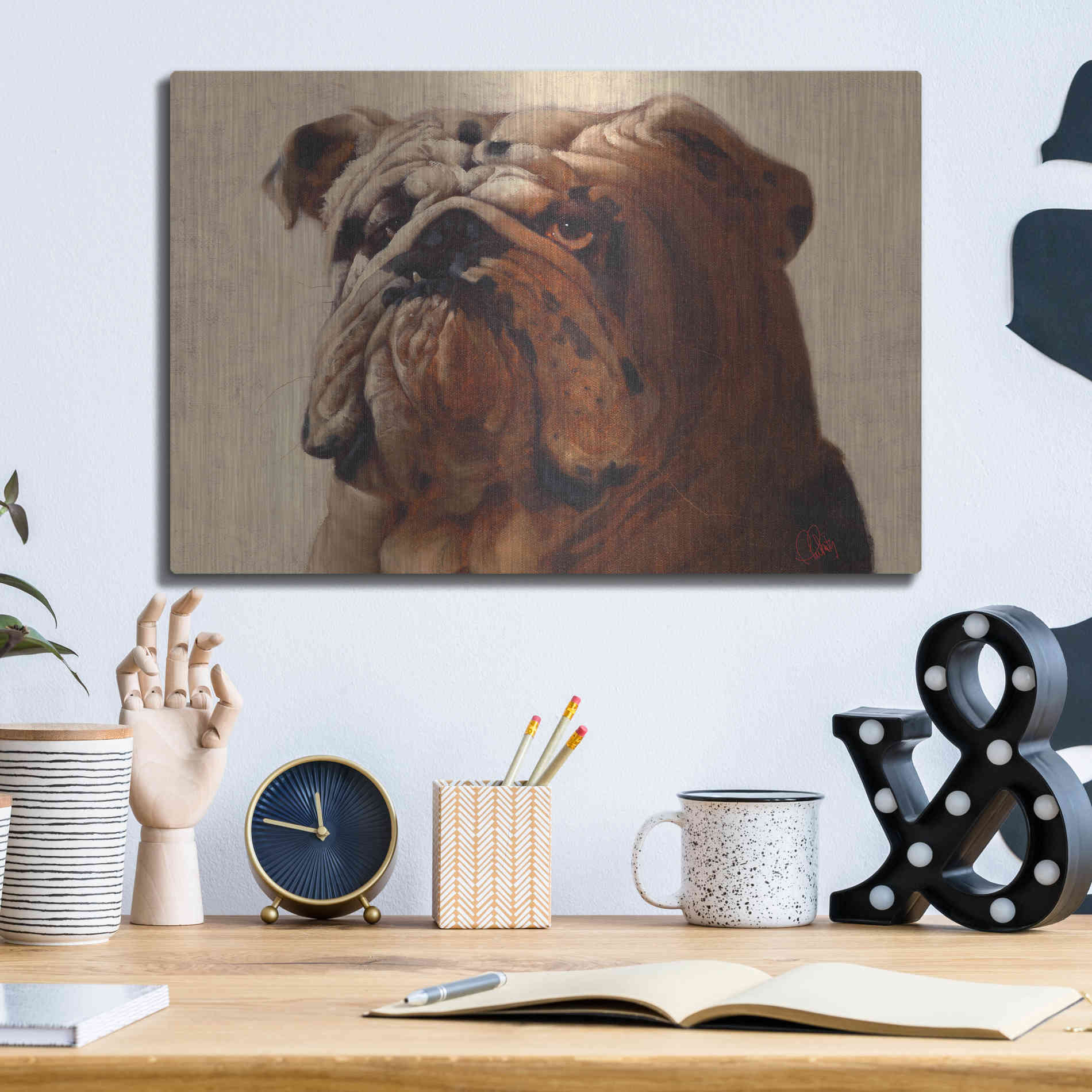 Luxe Metal Art 'Bulldog' by Thomas Fluharty, Metal Wall Art,16x12