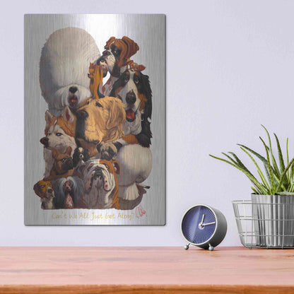 Luxe Metal Art 'Can't We All Just Get Along' by Thomas Fluharty, Metal Wall Art,12x16