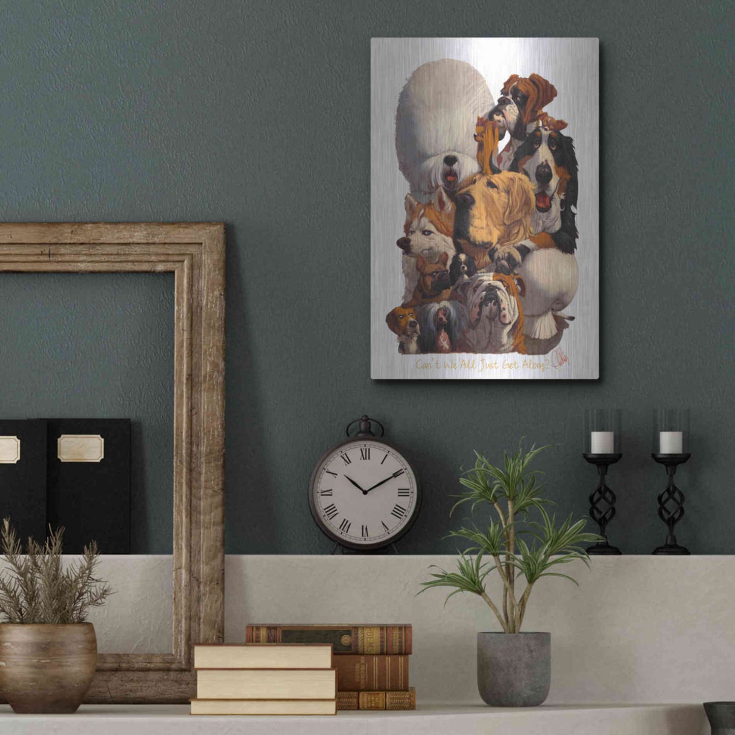 Luxe Metal Art 'Can't We All Just Get Along' by Thomas Fluharty, Metal Wall Art,12x16