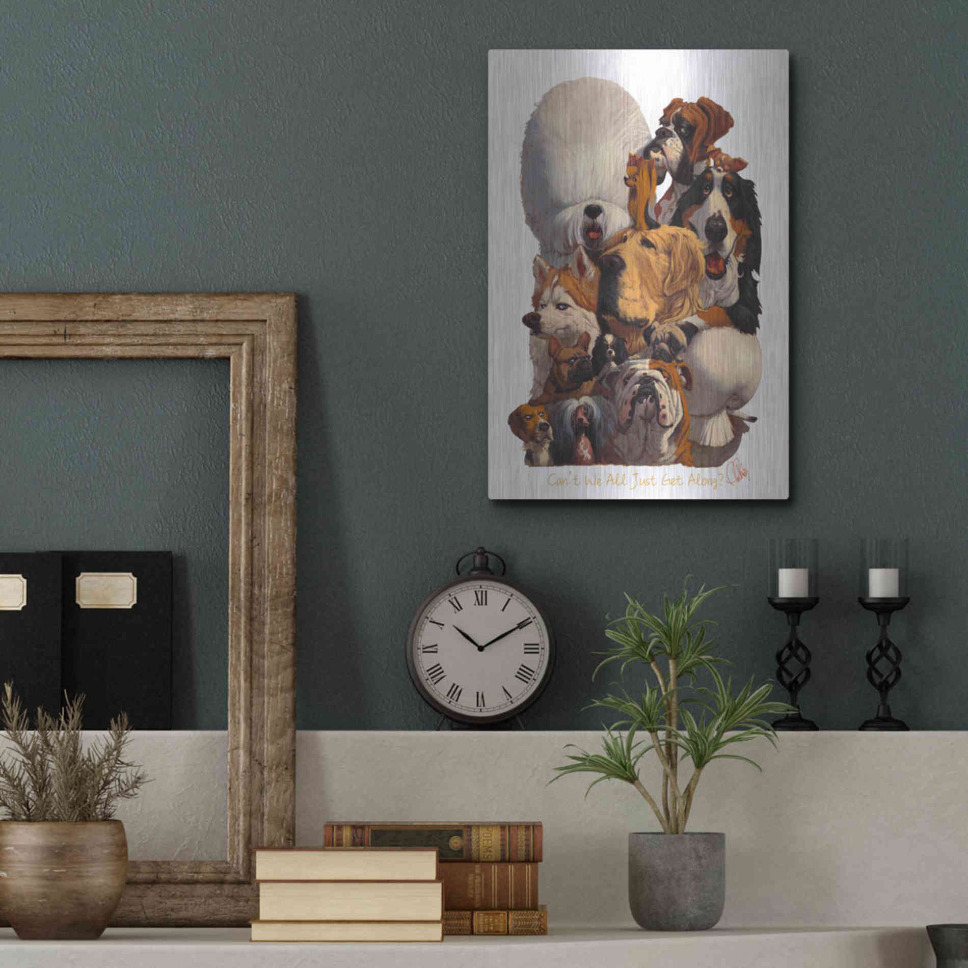 Luxe Metal Art 'Can't We All Just Get Along' by Thomas Fluharty, Metal Wall Art,12x16