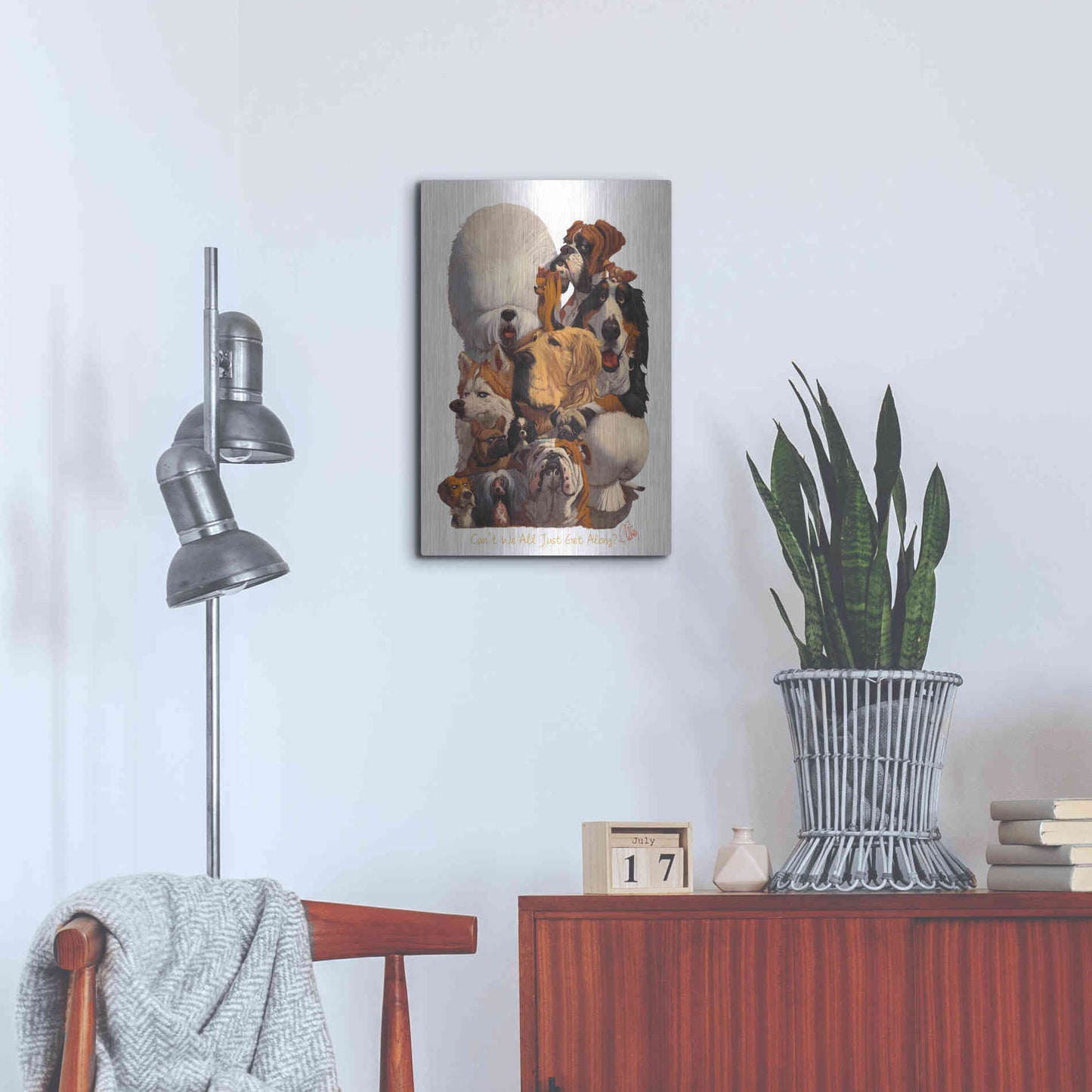 Luxe Metal Art 'Can't We All Just Get Along' by Thomas Fluharty, Metal Wall Art,16x24