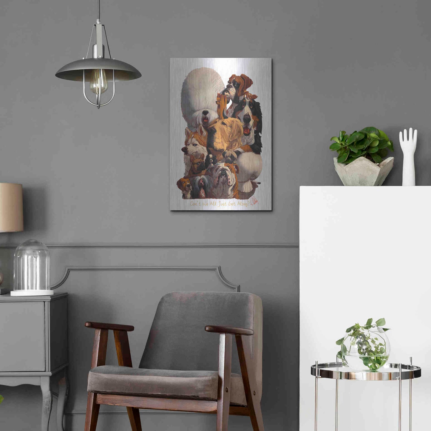 Luxe Metal Art 'Can't We All Just Get Along' by Thomas Fluharty, Metal Wall Art,16x24