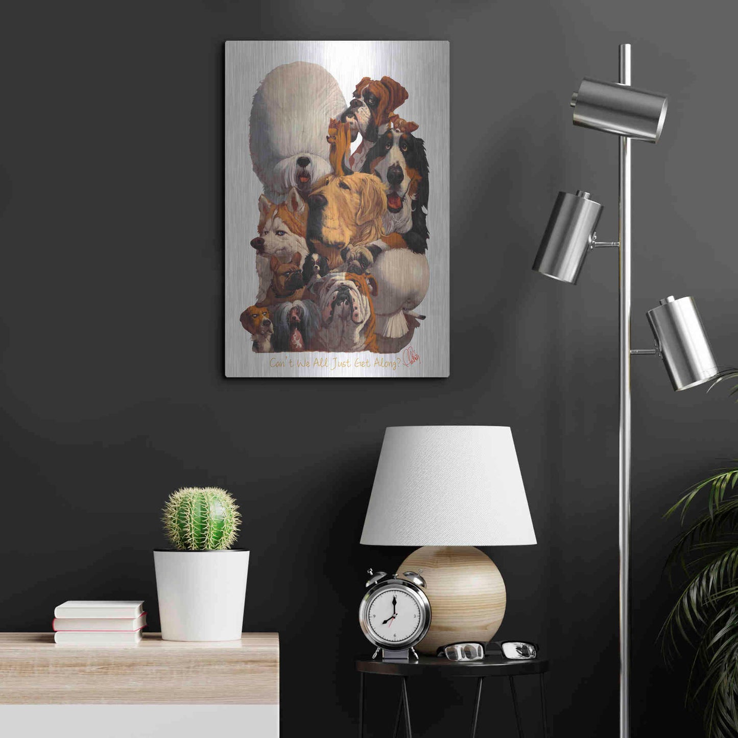 Luxe Metal Art 'Can't We All Just Get Along' by Thomas Fluharty, Metal Wall Art,16x24