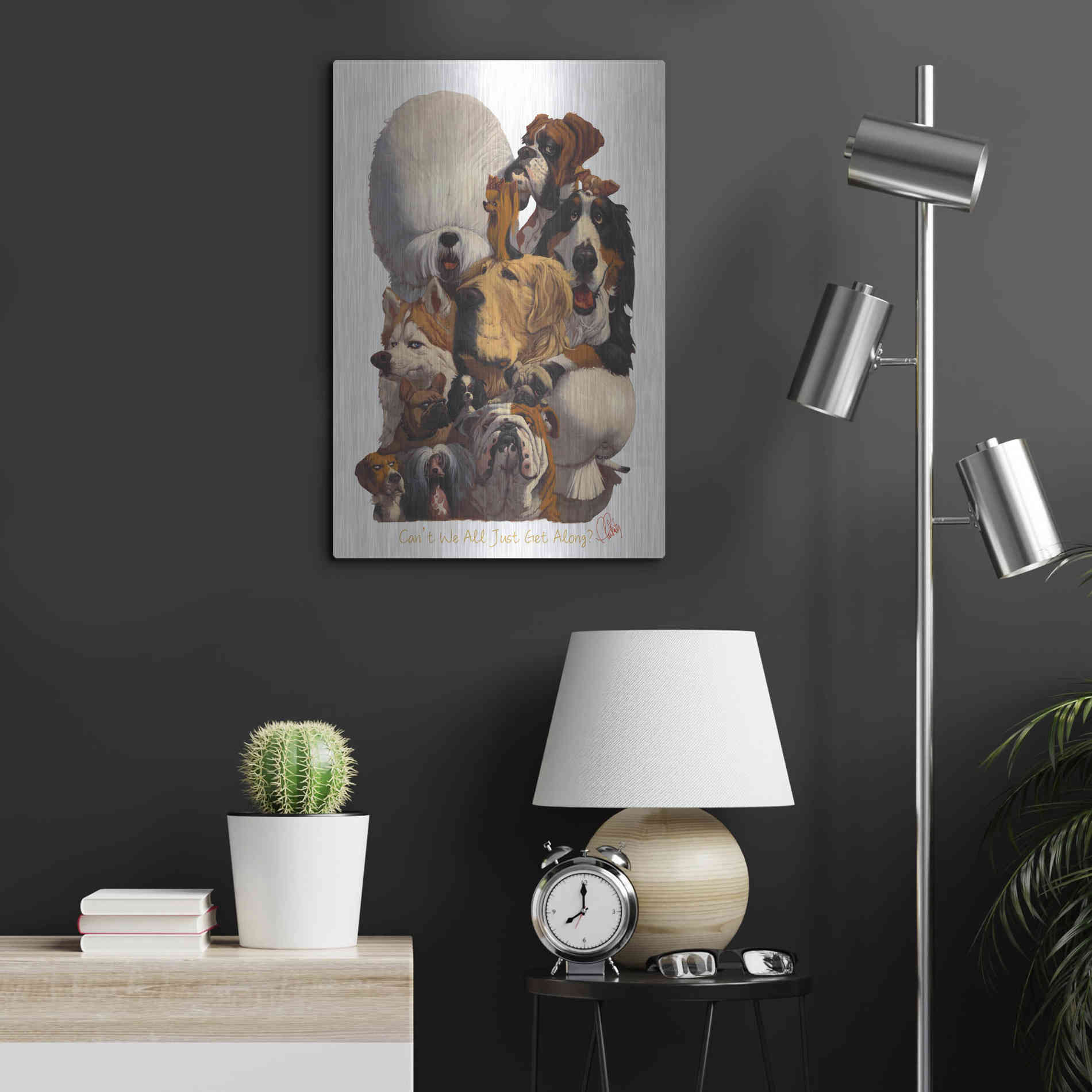 Luxe Metal Art 'Can't We All Just Get Along' by Thomas Fluharty, Metal Wall Art,16x24