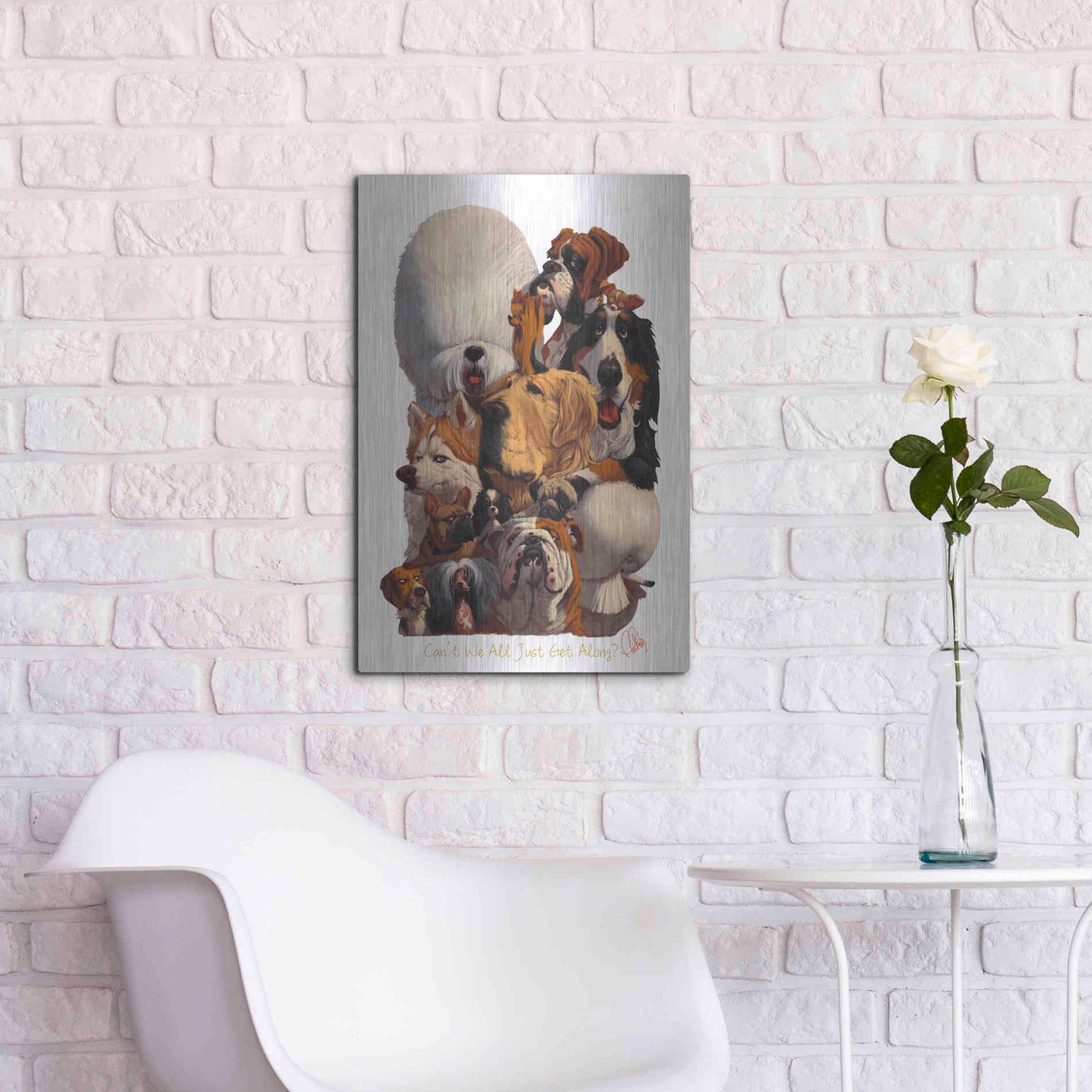 Luxe Metal Art 'Can't We All Just Get Along' by Thomas Fluharty, Metal Wall Art,16x24