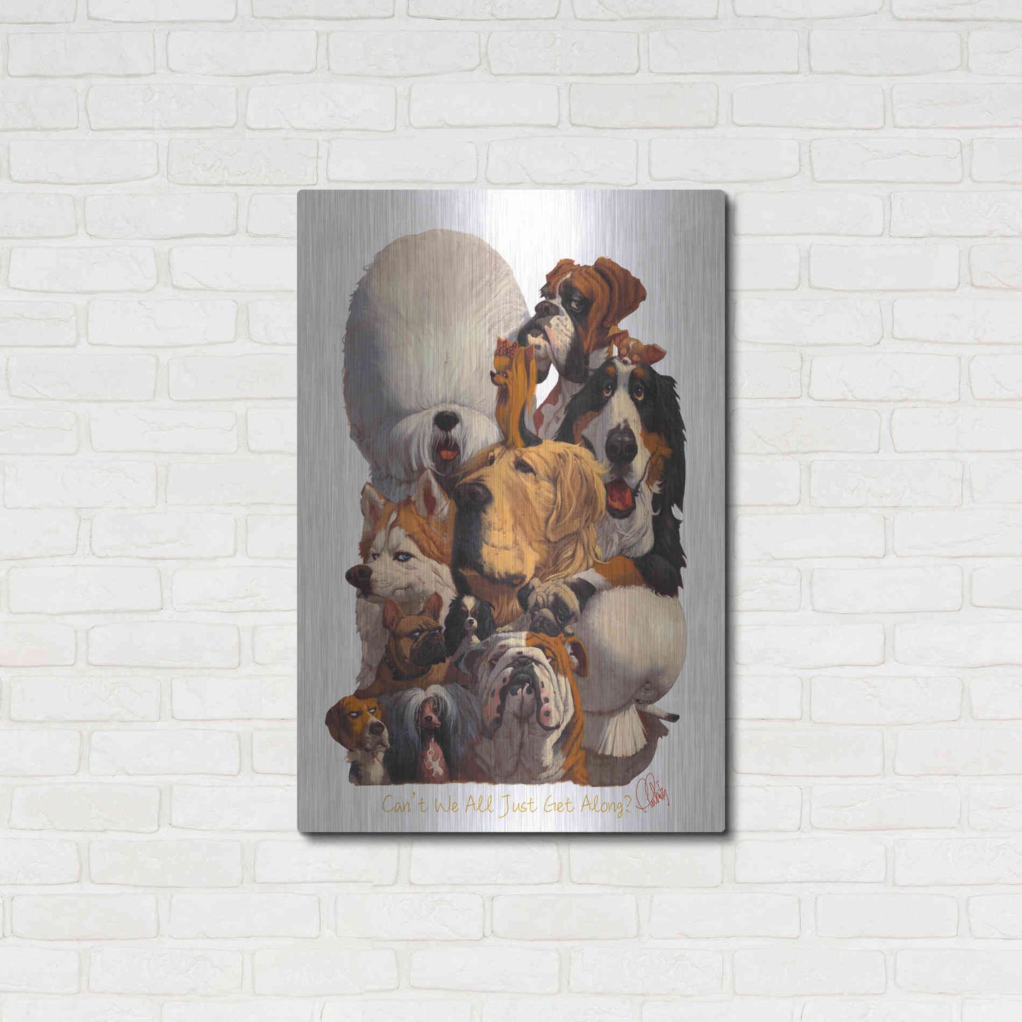 Luxe Metal Art 'Can't We All Just Get Along' by Thomas Fluharty, Metal Wall Art,24x36