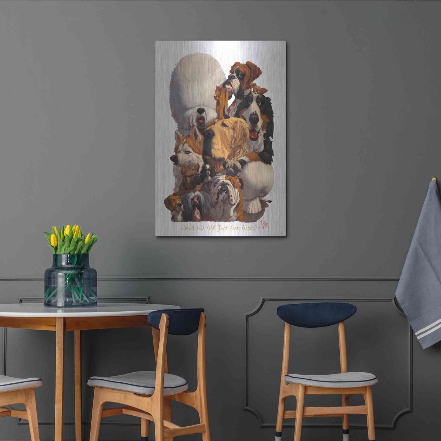 Luxe Metal Art 'Can't We All Just Get Along' by Thomas Fluharty, Metal Wall Art,24x36