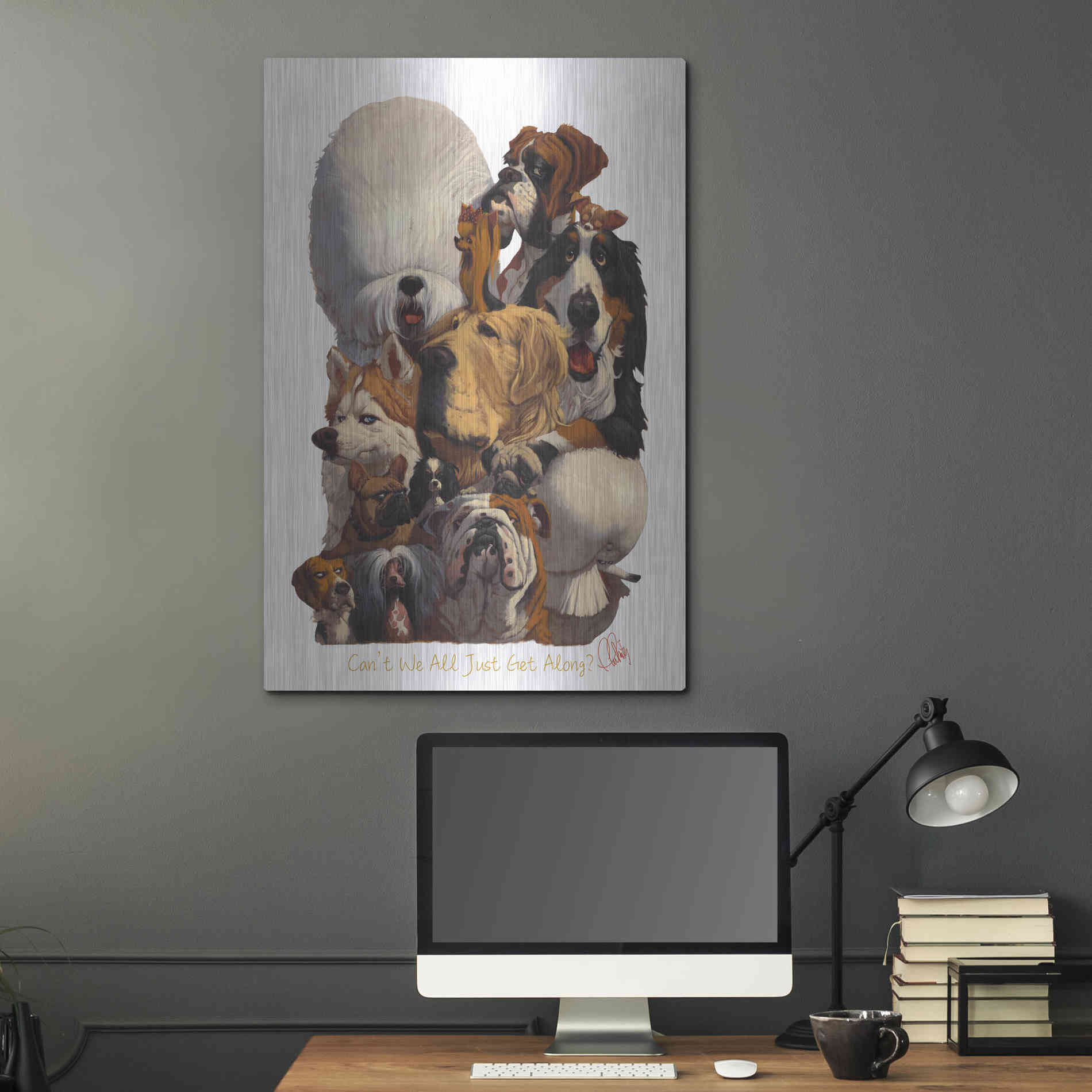 Luxe Metal Art 'Can't We All Just Get Along' by Thomas Fluharty, Metal Wall Art,24x36