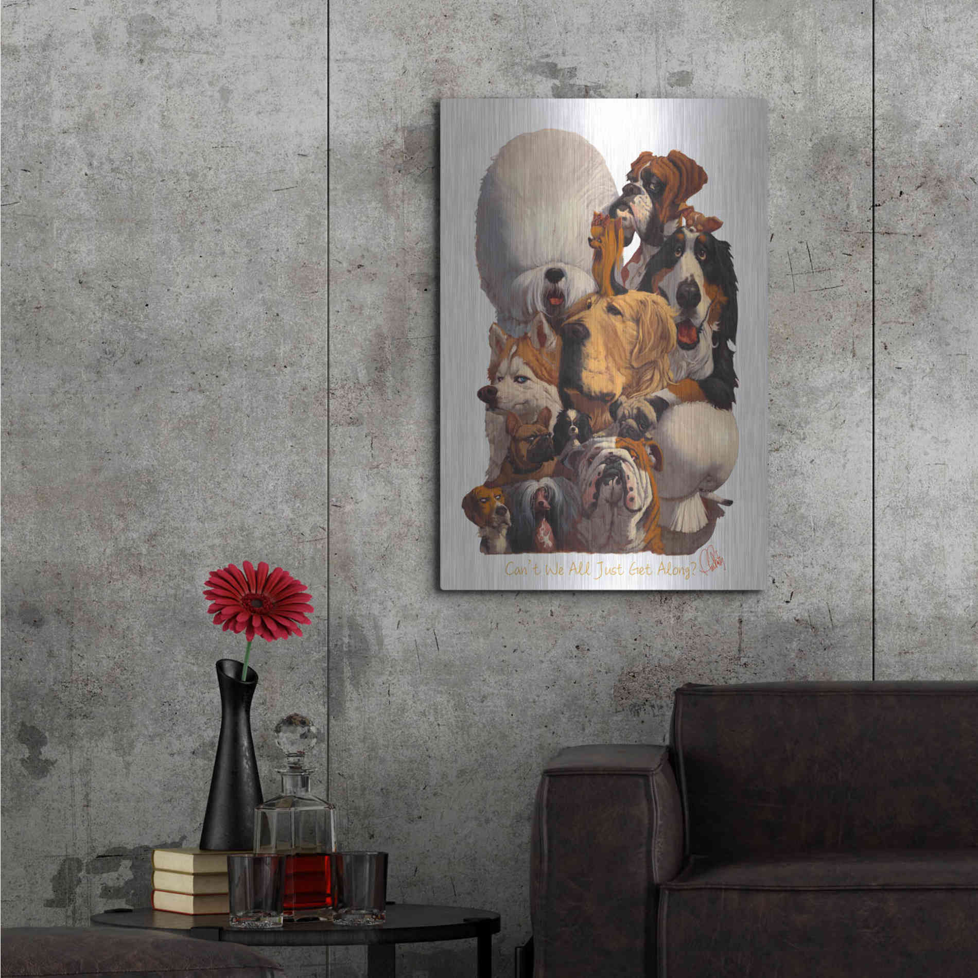 Luxe Metal Art 'Can't We All Just Get Along' by Thomas Fluharty, Metal Wall Art,24x36