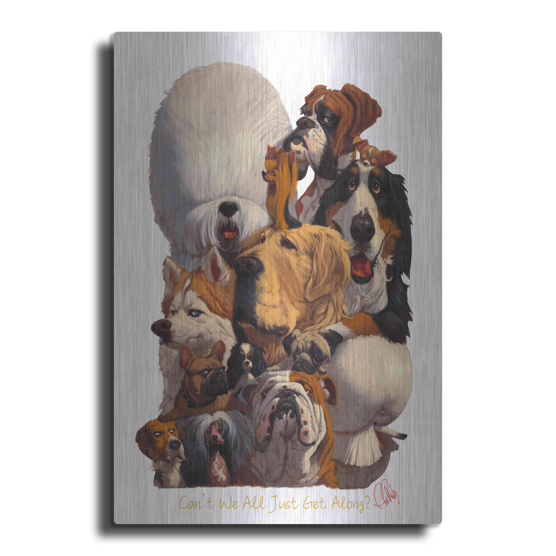 Luxe Metal Art 'Can't We All Just Get Along' by Thomas Fluharty, Metal Wall Art