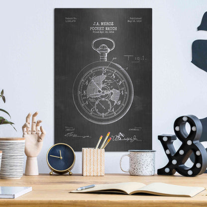 Luxe Metal Art 'Pocket Watch Blueprint Patent Chalkboard' Metal Wall Art,12x16