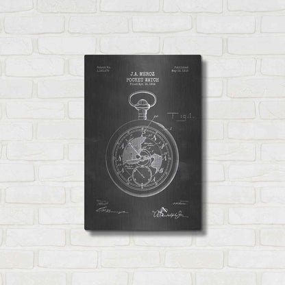 Luxe Metal Art 'Pocket Watch Blueprint Patent Chalkboard' Metal Wall Art,16x24