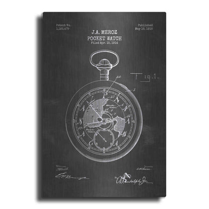 Luxe Metal Art 'Pocket Watch Blueprint Patent Chalkboard' Metal Wall Art