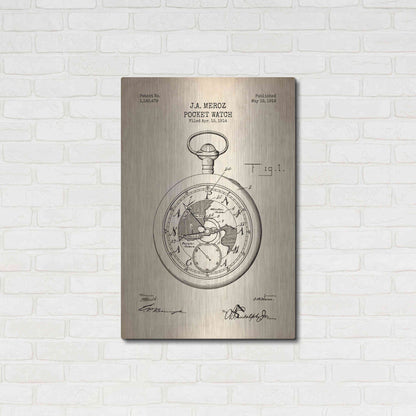 Luxe Metal Art 'Pocket Watch Blueprint Patent Parchment' Metal Wall Art,24x36