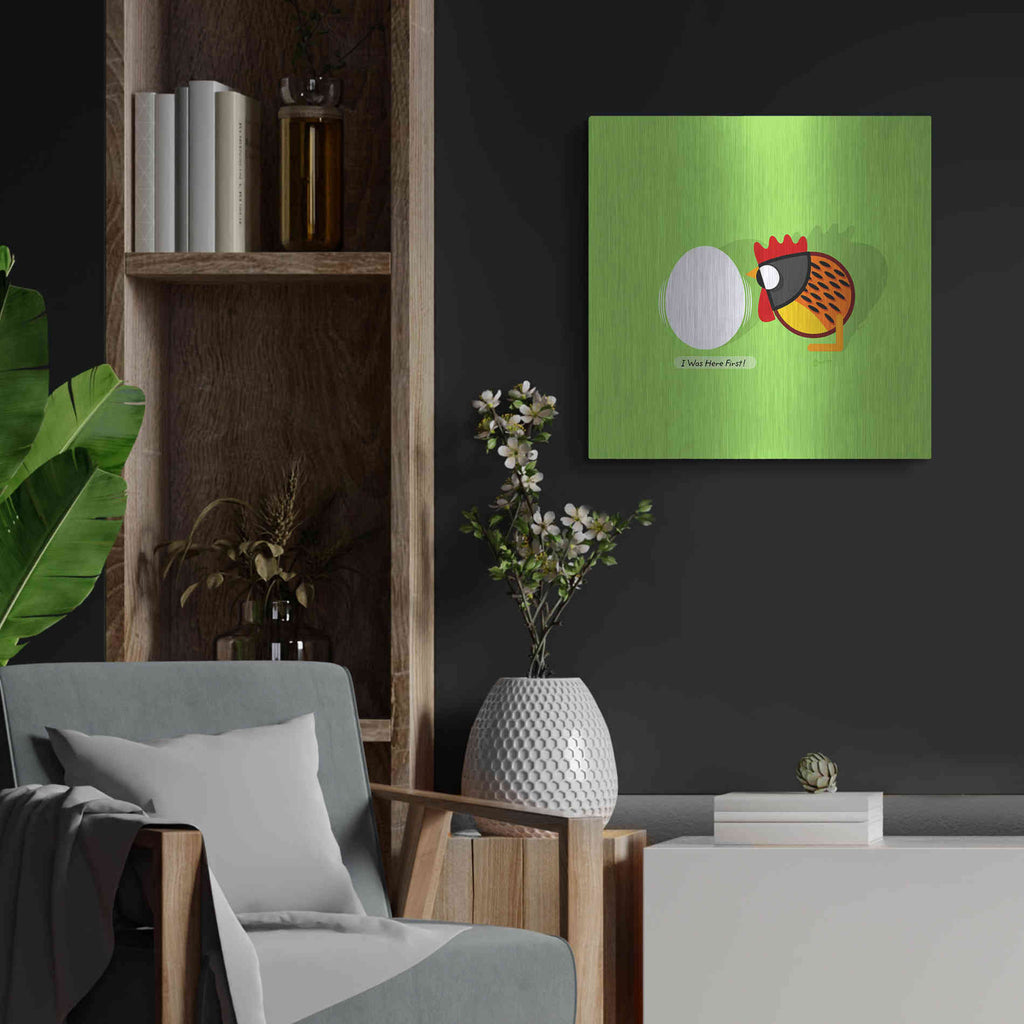 Luxe Metal Art 'Here First' by Chuck Wimmer, Metal Wall Art,12x12
