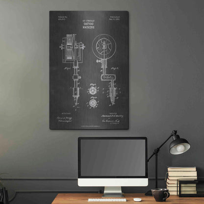 Luxe Metal Art 'Tattoo Machine Blueprint Patent Chalkboard' Metal Wall Art,24x36