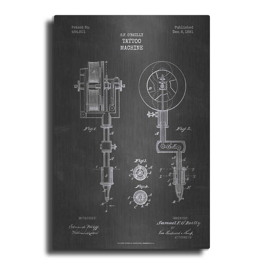 Luxe Metal Art 'Tattoo Machine Blueprint Patent Chalkboard' Metal Wall Art