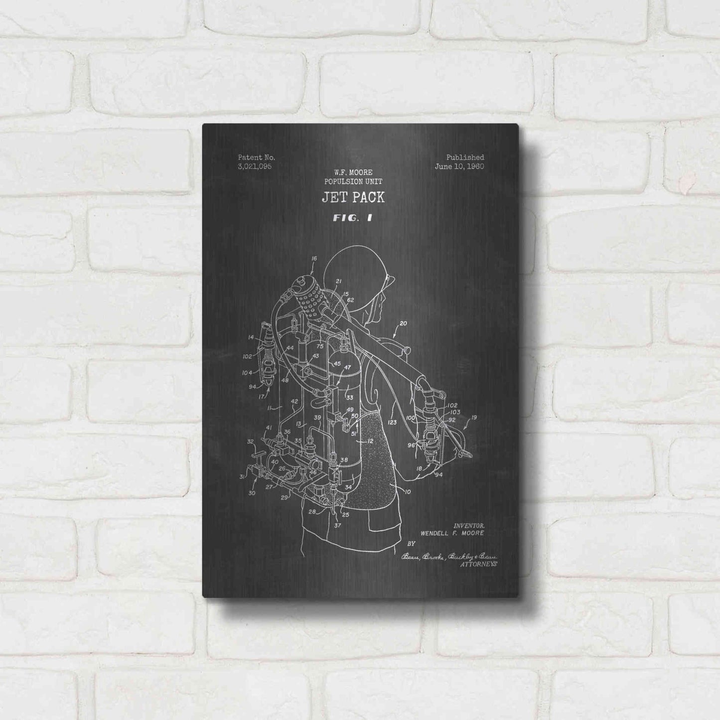 Luxe Metal Art 'Jet Pack Blueprint Patent Chalkboard' Metal Wall Art,12x16