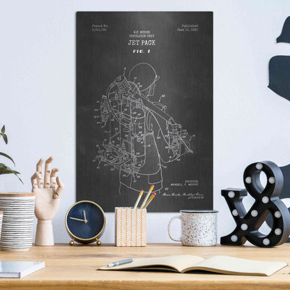 Luxe Metal Art 'Jet Pack Blueprint Patent Chalkboard' Metal Wall Art,12x16