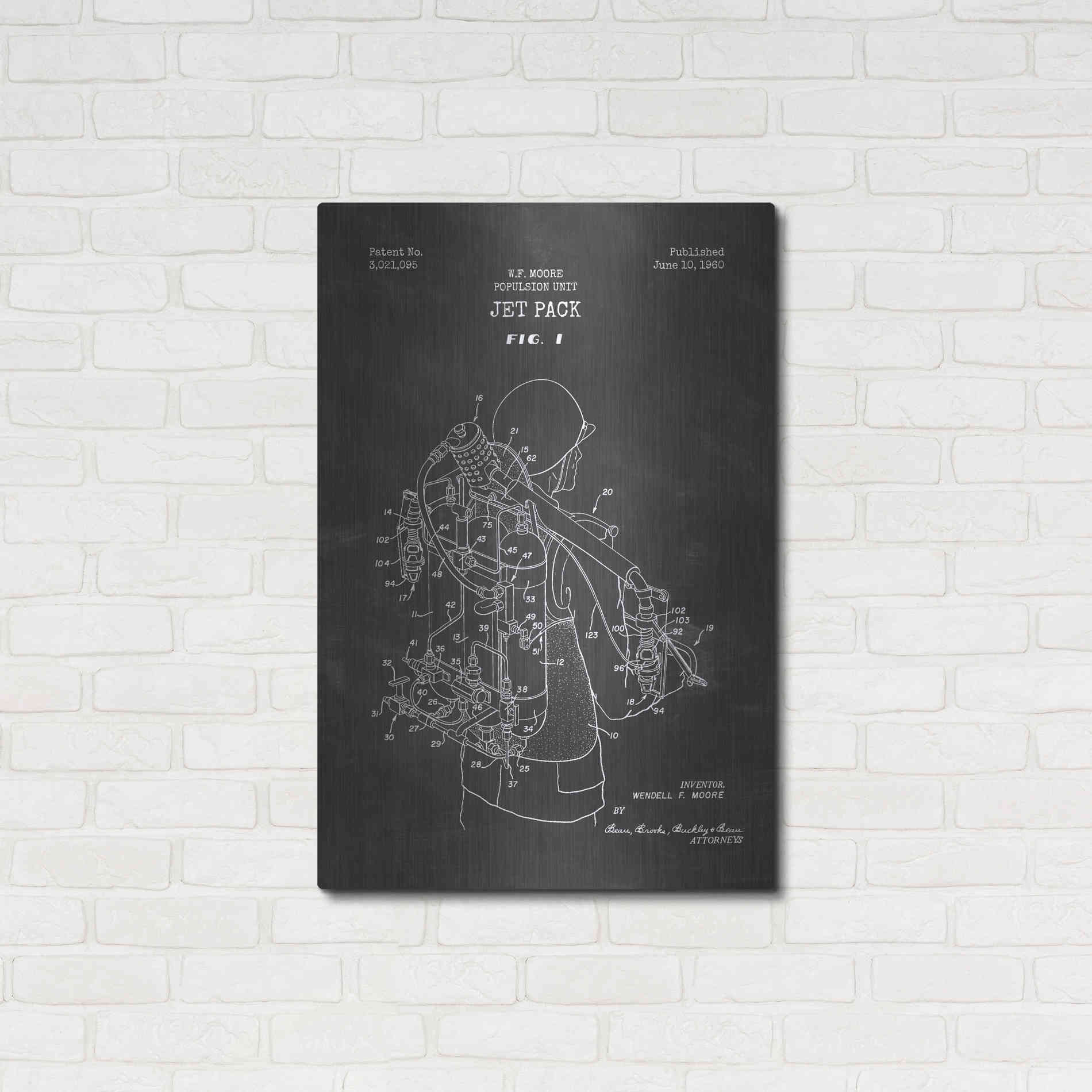 Luxe Metal Art 'Jet Pack Blueprint Patent Chalkboard' Metal Wall Art,24x36