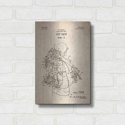 Luxe Metal Art 'Jet Pack Blueprint Patent Parchment' Metal Wall Art,12x16
