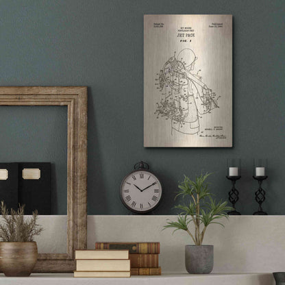 Luxe Metal Art 'Jet Pack Blueprint Patent Parchment' Metal Wall Art,12x16