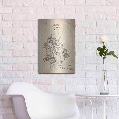 Luxe Metal Art 'Jet Pack Blueprint Patent Parchment' Metal Wall Art,16x24