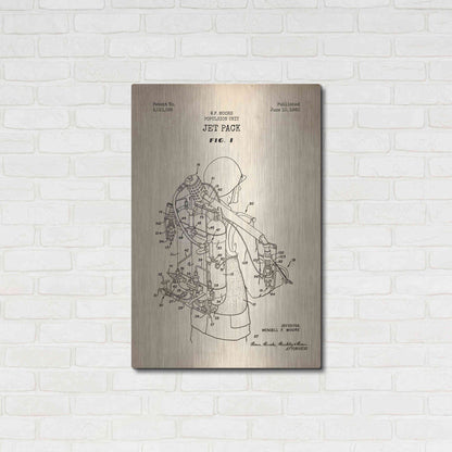 Luxe Metal Art 'Jet Pack Blueprint Patent Parchment' Metal Wall Art,24x36