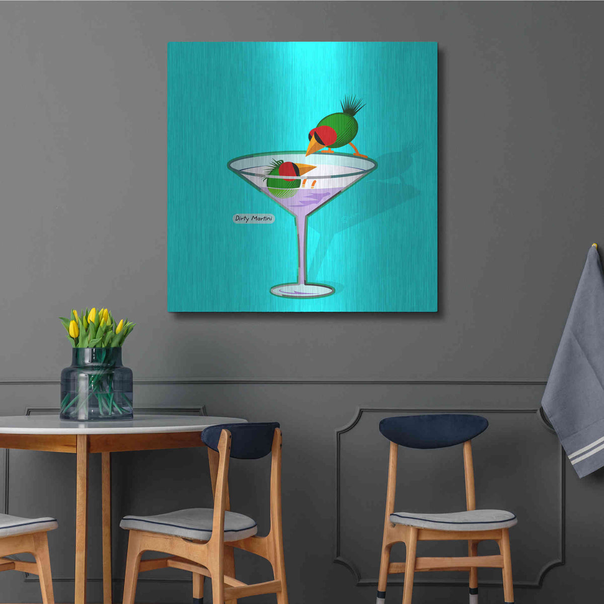 Luxe Metal Art 'Dirty Martini' by Chuck Wimmer, Metal Wall Art,12x12