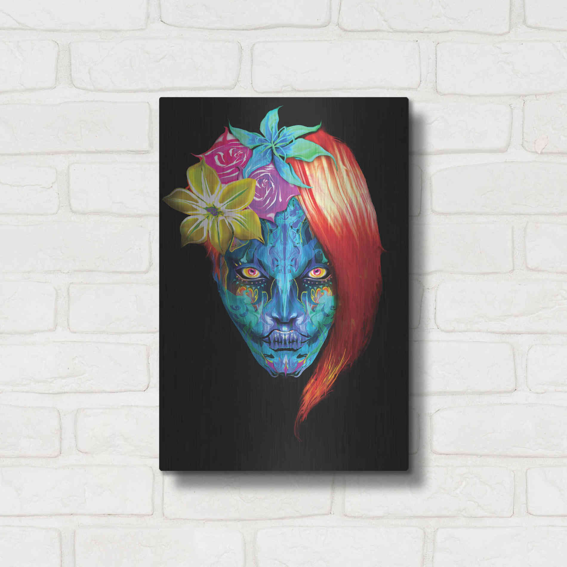 Luxe Metal Art 'Day of the Dead 2' by Michael Stewart, Metal Wall Art,12x16