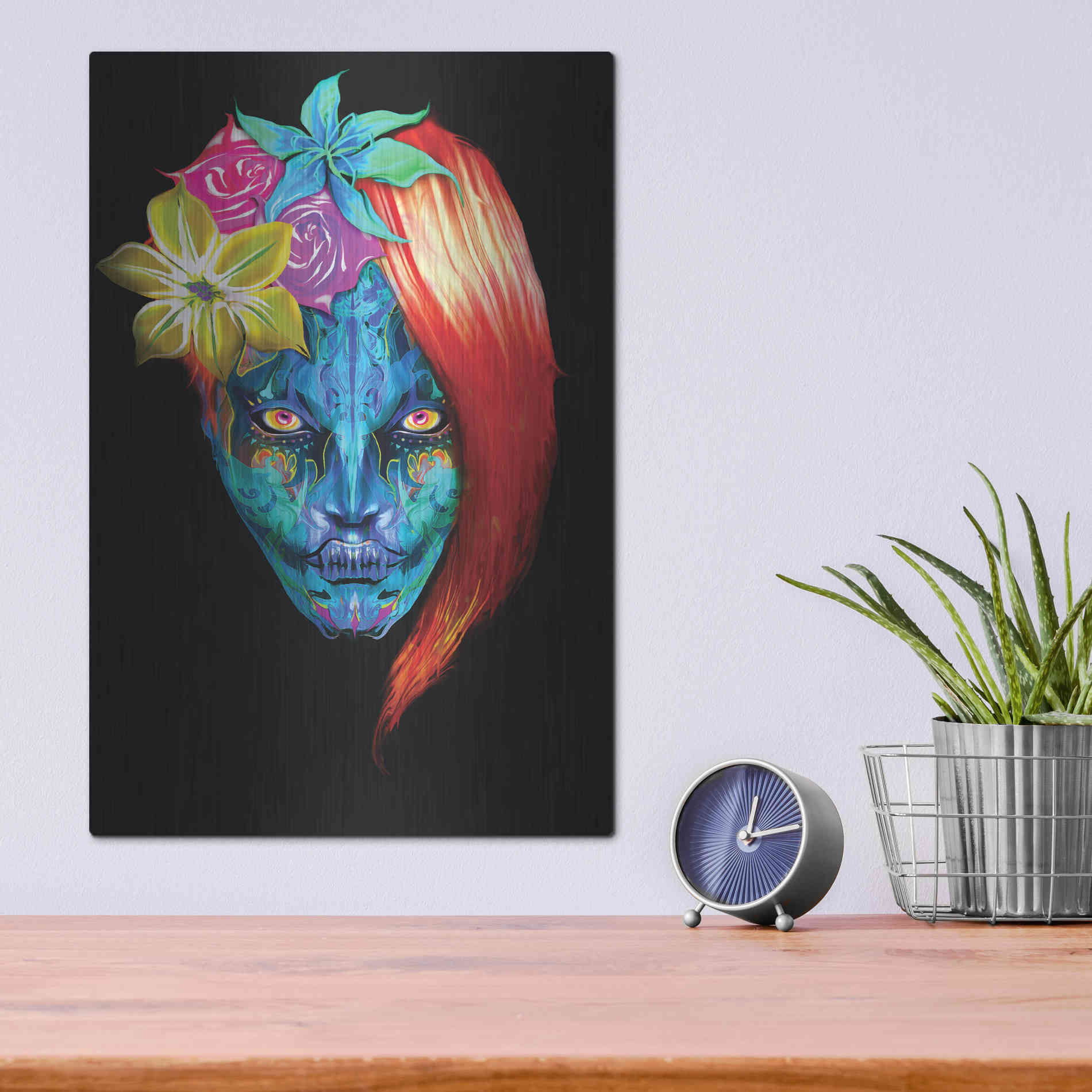 Luxe Metal Art 'Day of the Dead 2' by Michael Stewart, Metal Wall Art,12x16