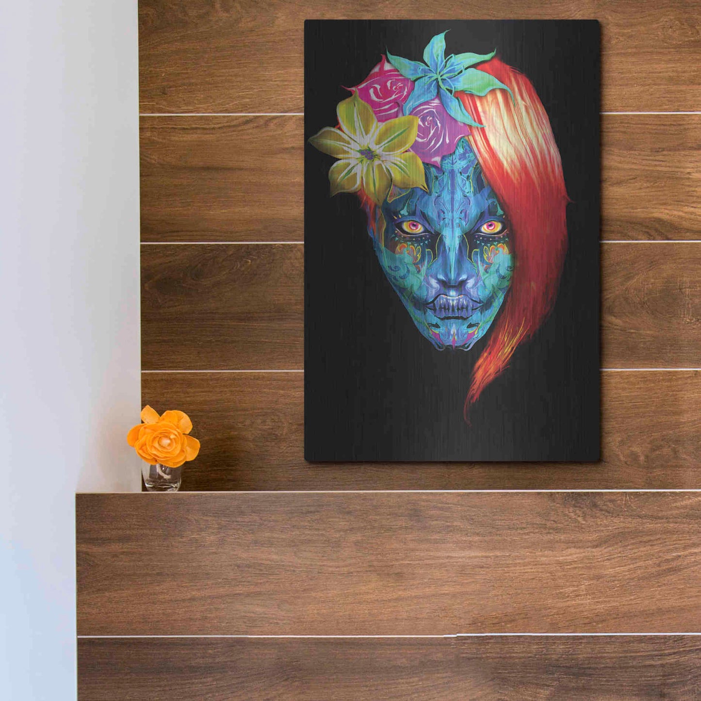 Luxe Metal Art 'Day of the Dead 2' by Michael Stewart, Metal Wall Art,12x16