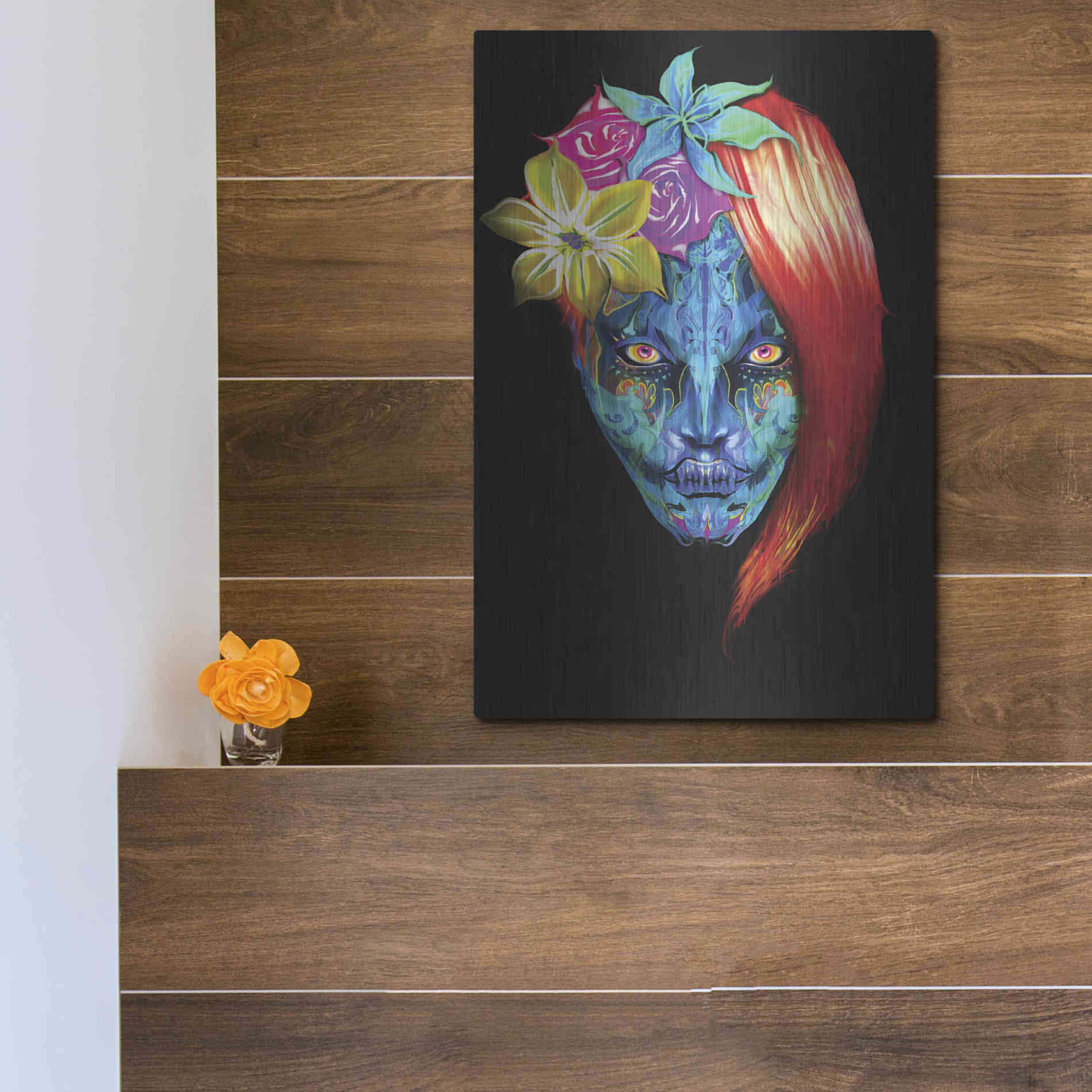 Luxe Metal Art 'Day of the Dead 2' by Michael Stewart, Metal Wall Art,12x16