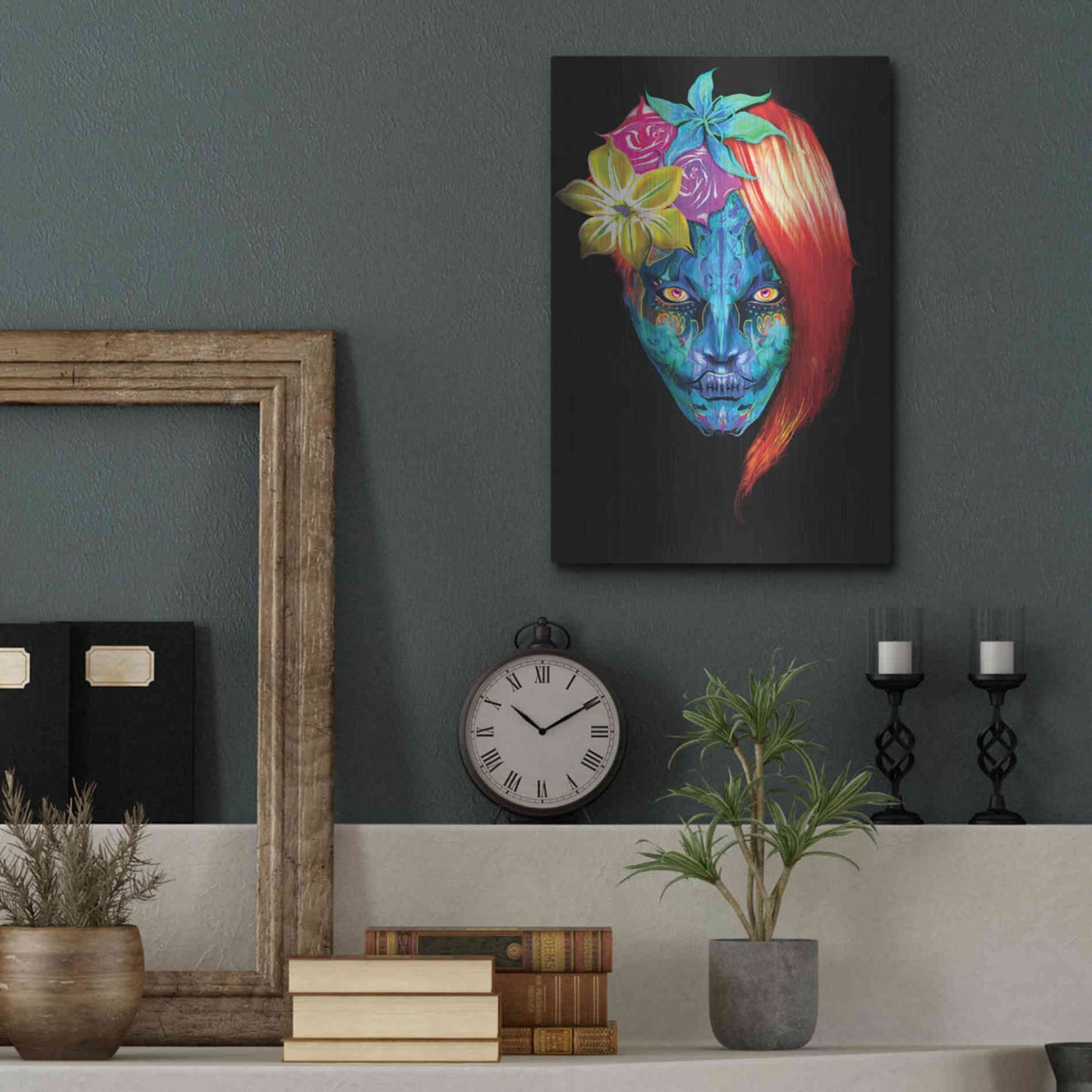 Luxe Metal Art 'Day of the Dead 2' by Michael Stewart, Metal Wall Art,12x16